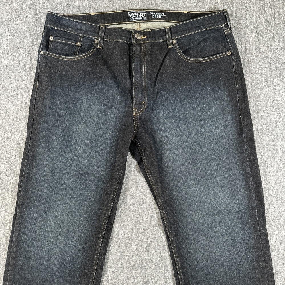 Levi's Signature Straight Jeans Men's 40x32 Dark Wash Stretch Denim‎ Pants